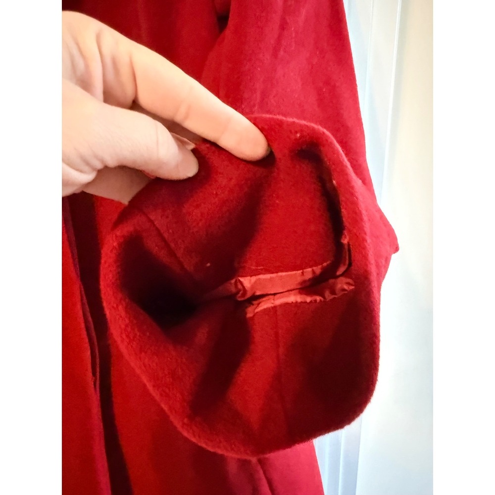 Marvin Richards New York Red Wool Blend Oversized Collar A-Line Coat Womens 10 - Picture 4 of 13